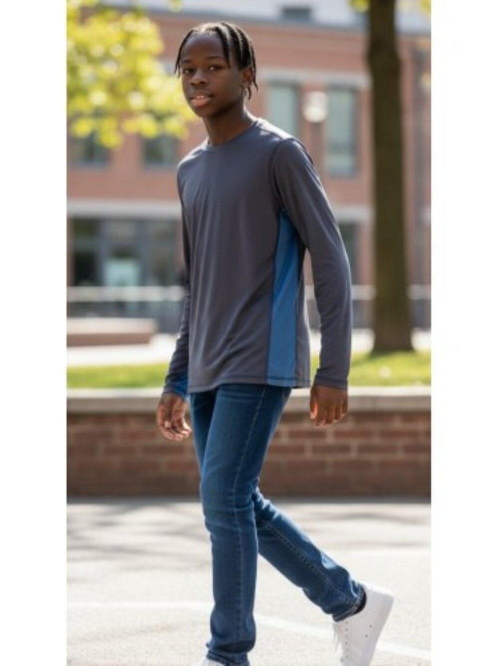 LANDS END Blue Dri Fit Long Sleeved Top Boys Size 10-12